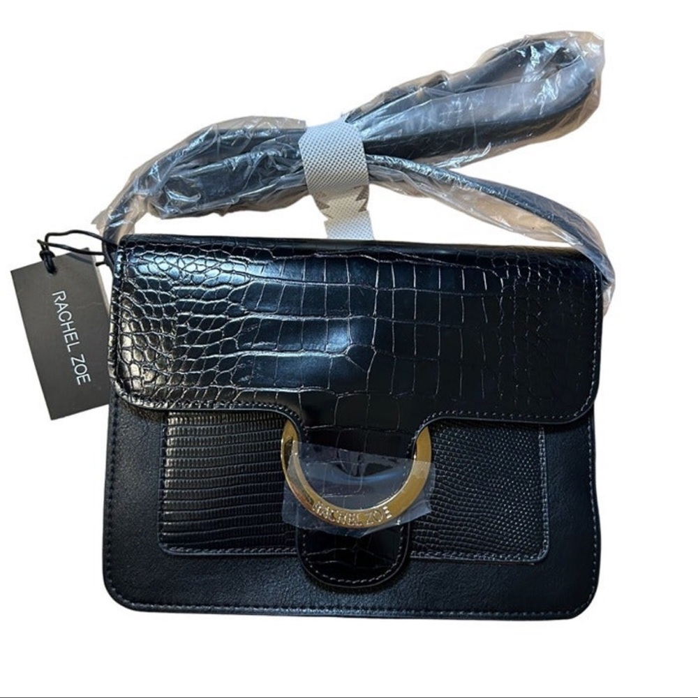 Rachel Zoe‎ Irim Crossbody Bag in Black Croc - Picture 2 of 6